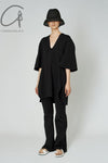 mame kurogouchi Milan ribbed V-neck top MM22SS KN047
